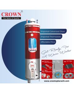 Crown Storage Geyser 20 Gallons Gauge 12 X 16 Imported GI Pipe Electric+Gas Geyser 1 Year Brand Warranty- (HAMMALL-APPLIANCES)